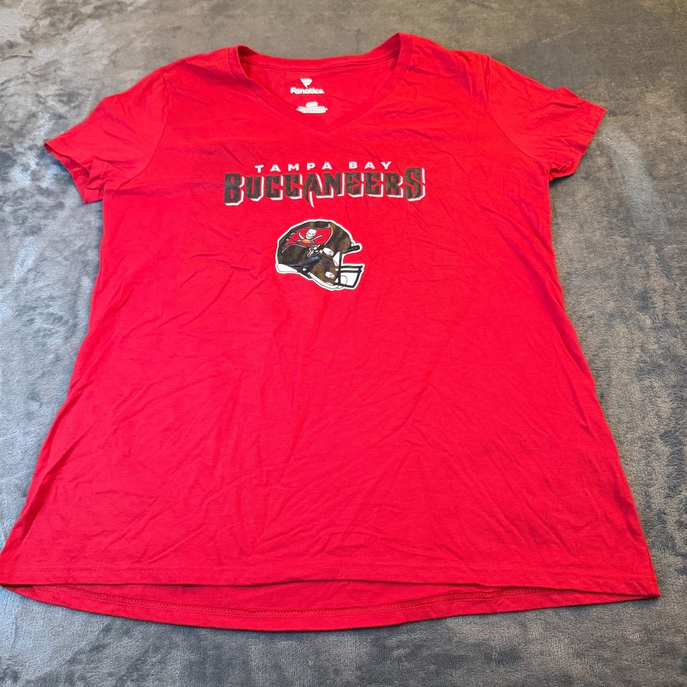 Fanatics Tampa Bay Buccaneers Red V Neck T Shirtβ Women's Size Large NFL